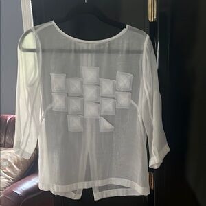 NIC+ZOE Sheer White 3/4 Sleeve Blouse